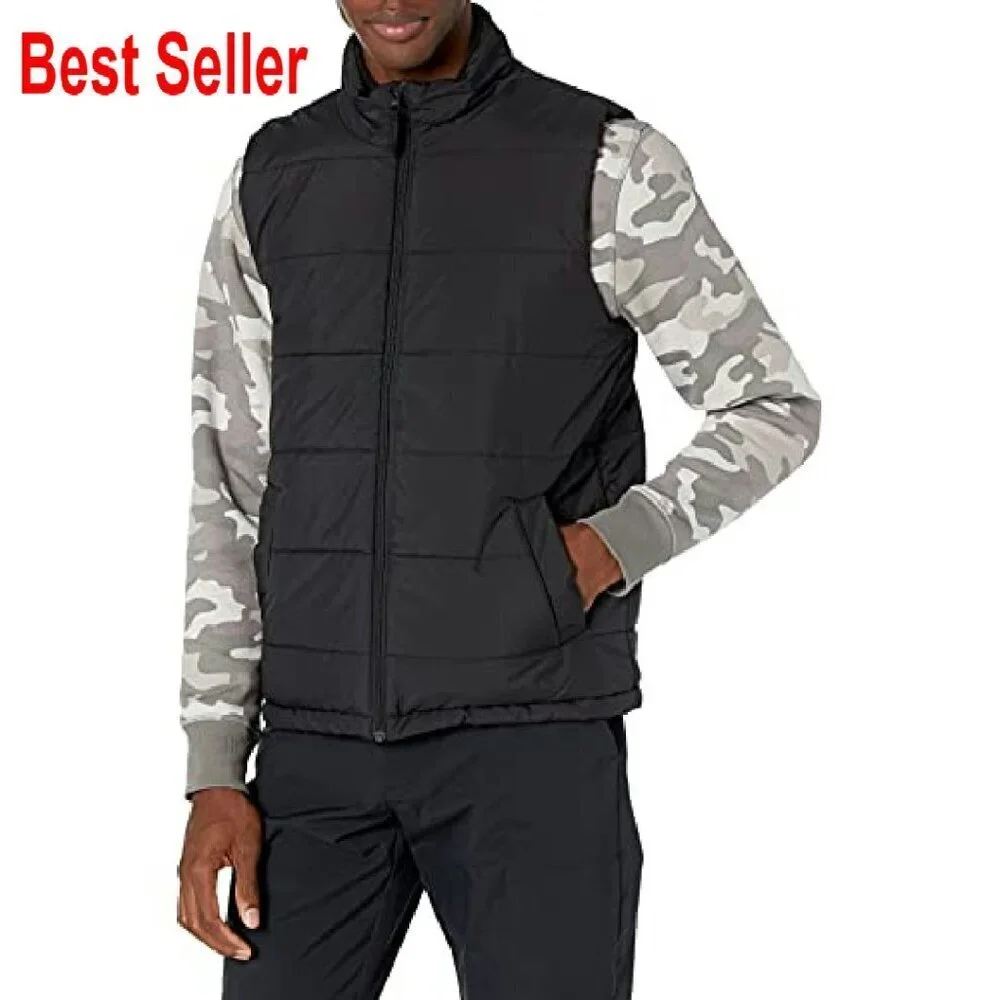 Men's Midweight Fleece-Lined Puffer Vest Classic Insulated Winter Layering